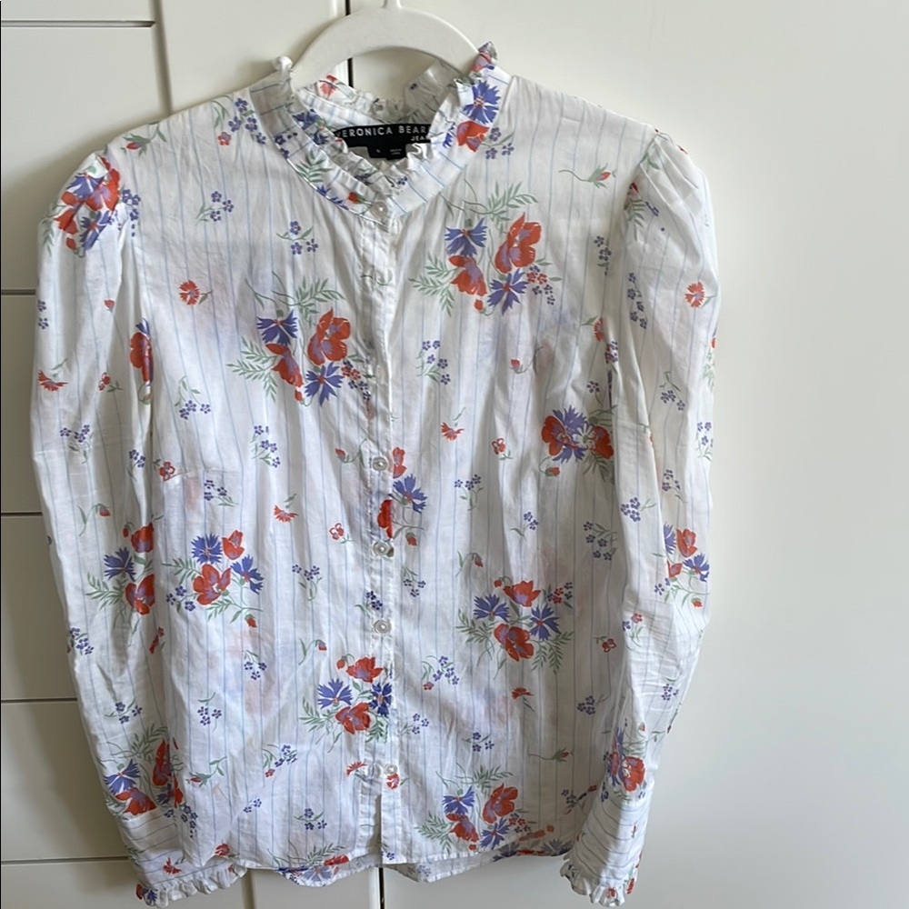 Veronica Beard Multicolor Floral Button Down Shirt